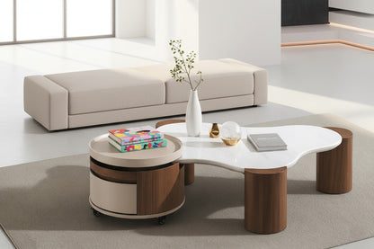 GUERRA Marble Coffee Table with Base & Storage – Modern Luxury