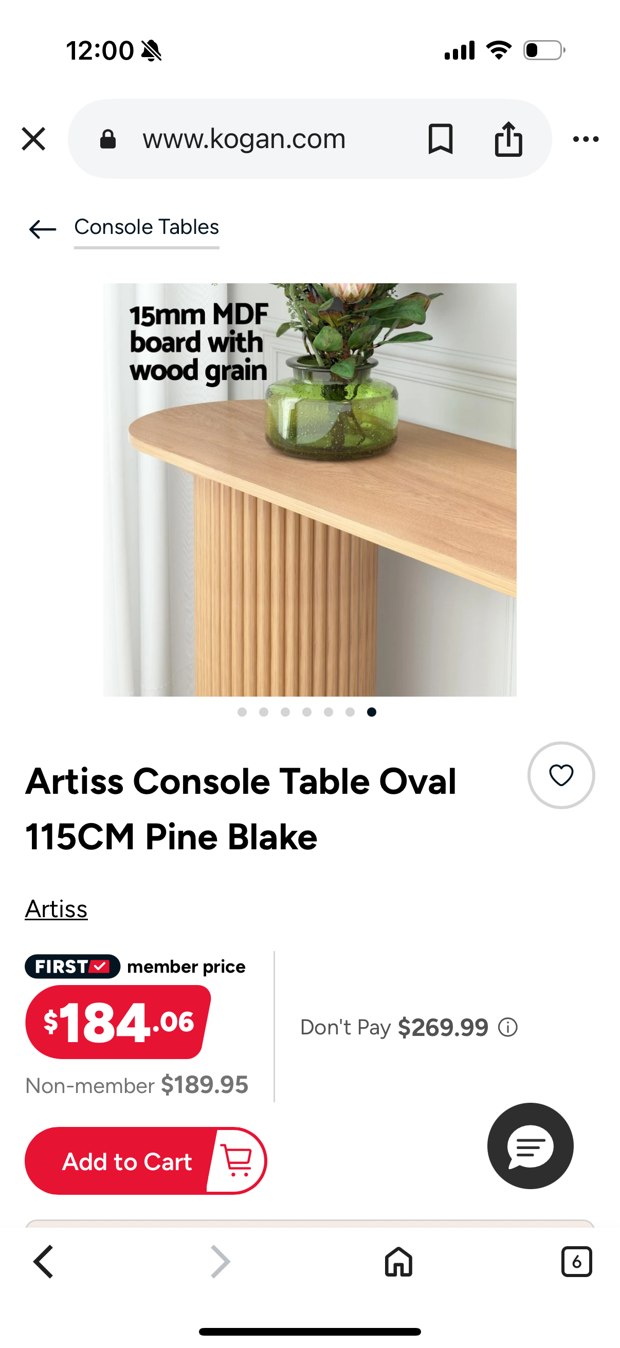 Blake oval console table