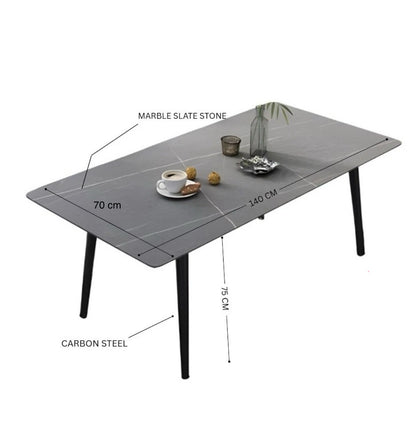 Modern Slate-Top Dining Table with Carbon Steel Frame 140*70*75