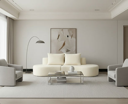 LUNA Compressed Sofa – Modern Curved Comfort 240CM Cream