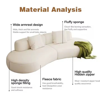 LUNA Compressed Sofa – Modern Curved Comfort 240CM Cream