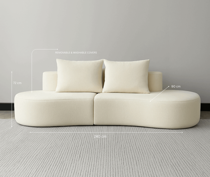 LUNA Compressed Sofa – Modern Curved Comfort 240CM Cream