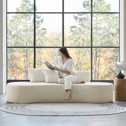 LUNA Compressed Sofa – Modern Curved Comfort 240CM Cream