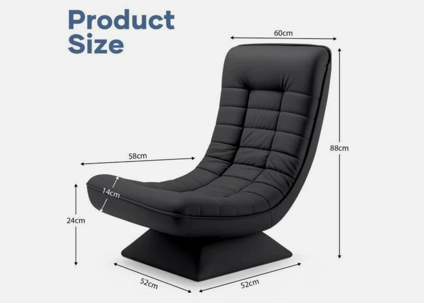 Laure 360° Swivel Floor Lounge Chair – Foldable Recliner in Beige, Charcoal & Black PU