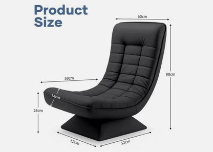 Laure 360° Swivel Floor Lounge Chair – Foldable Recliner in Beige, Charcoal & Black PU