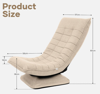 Laure 360° Swivel Floor Lounge Chair – Foldable Recliner in Beige, Charcoal & Black PU