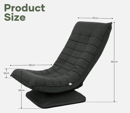 Laure 360° Swivel Floor Lounge Chair – Foldable Recliner in Beige, Charcoal & Black PU