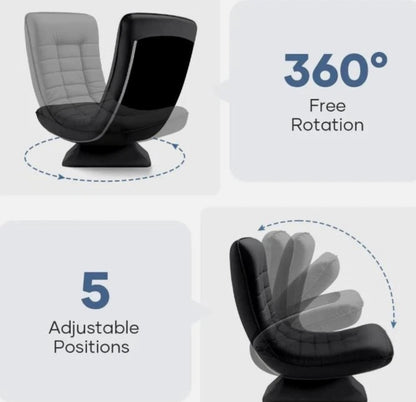 Laure 360° Swivel Floor Lounge Chair – Foldable Recliner in Beige, Charcoal & Black PU