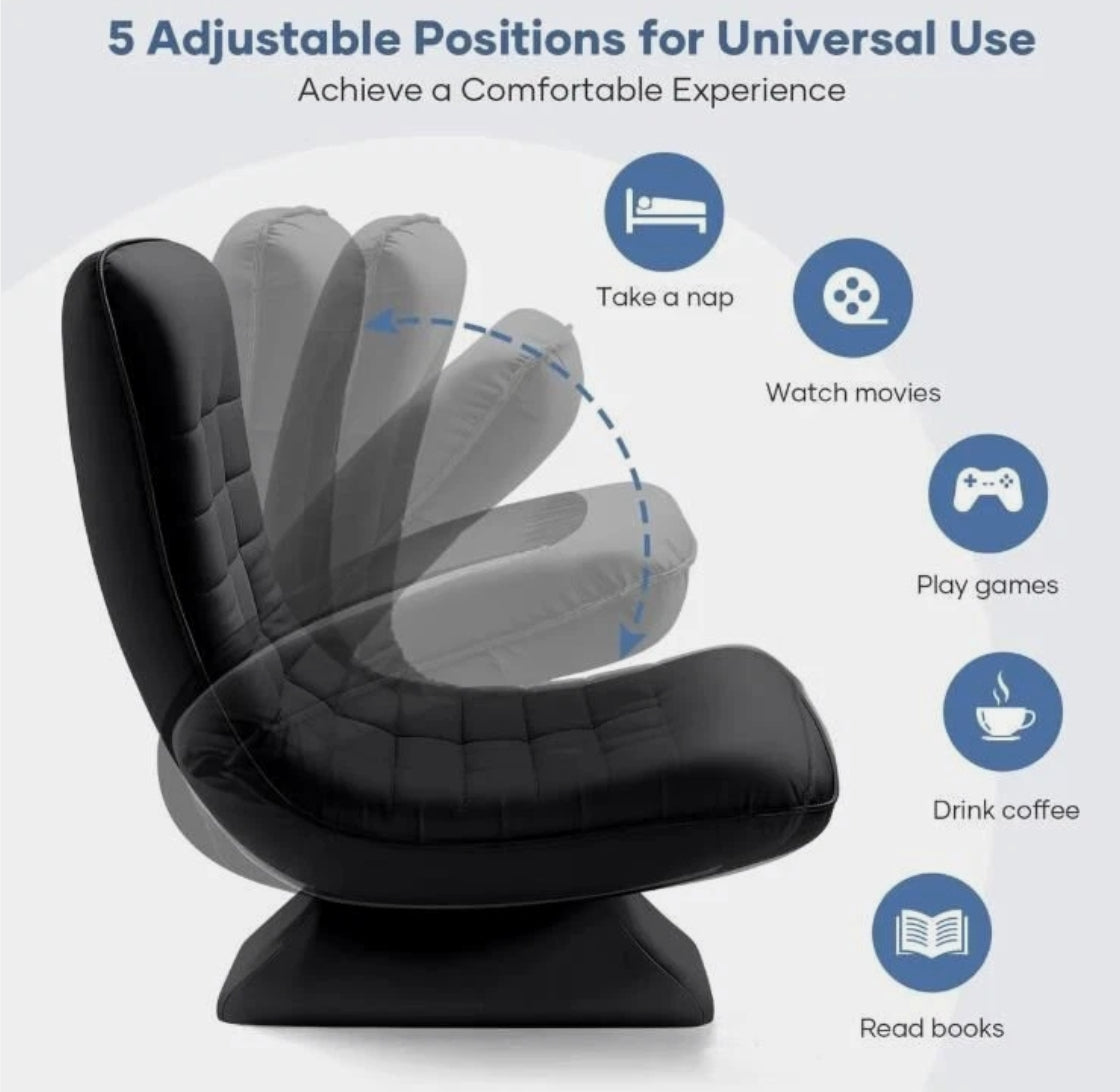 Laure 360° Swivel Floor Lounge Chair – Foldable Recliner in Beige, Charcoal & Black PU