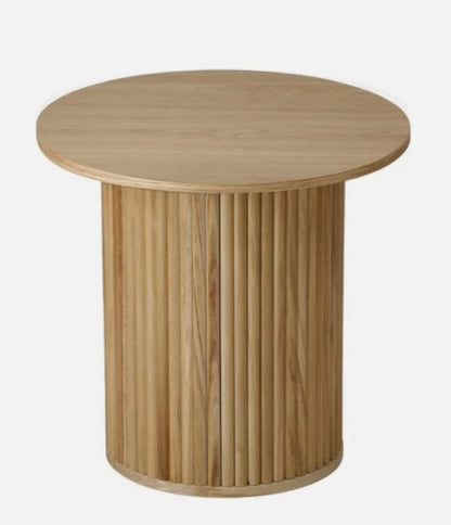 OAKY Fluted Side Table – Natural Oak Accent Table (Modern Japandi Style)