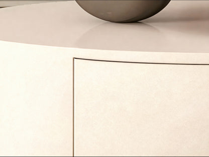 ORA Oval Coffee Table – Marble Top with Hidden Storage
