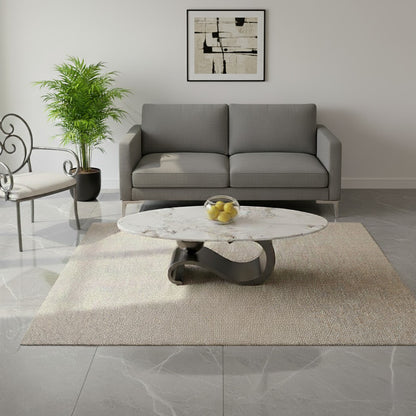 PLOMO Coffee & Side Table Set – Marble Top with Sculptural Steel Base