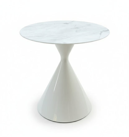 PURE The Side Table – White Marble & Gloss Base