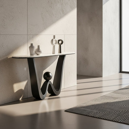 SAGITTARIUS Console Table – Sculptural Design with Marble Top