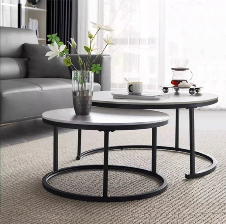 Ravel Marble-Effect Nesting Coffee Table Set