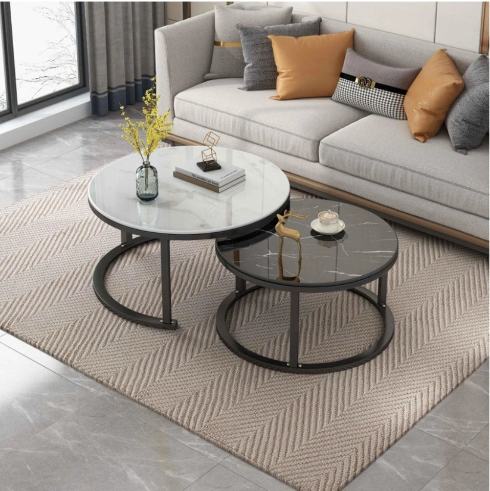 Ravel Marble-Effect Nesting Coffee Table Set