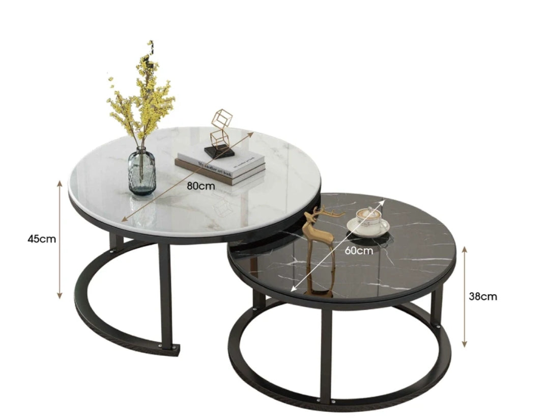 Ravel Marble-Effect Nesting Coffee Table Set