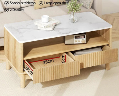 Orvyn Marble-Effect Storage Coffee Table