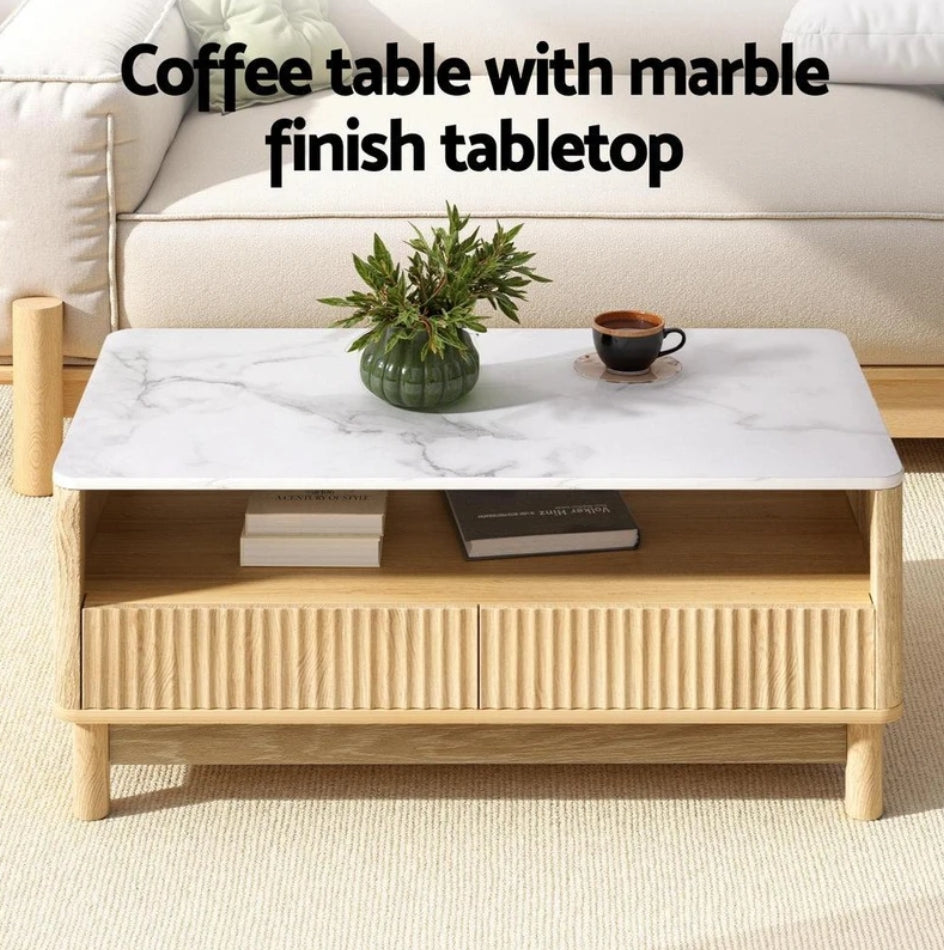 Orvyn Marble-Effect Storage Coffee Table
