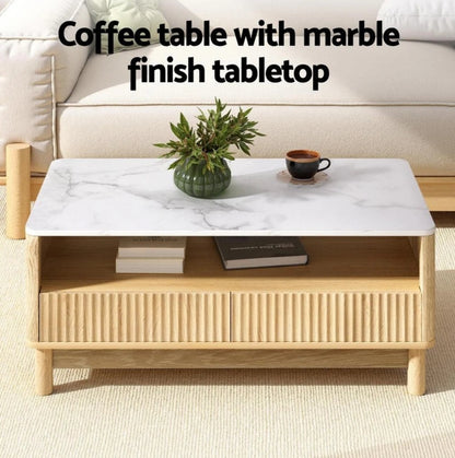 Orvyn Marble-Effect Storage Coffee Table
