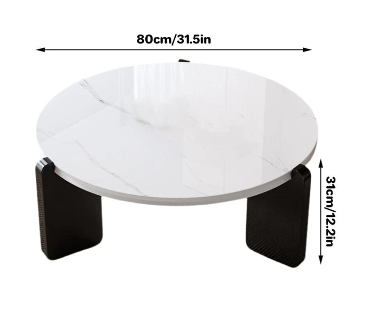 Lunara Round Marble-Effect Coffee Table – Modern Low-Profile Design