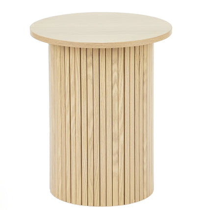 OAKY Fluted Side Table – Natural Oak Accent Table (Modern Japandi Style)
