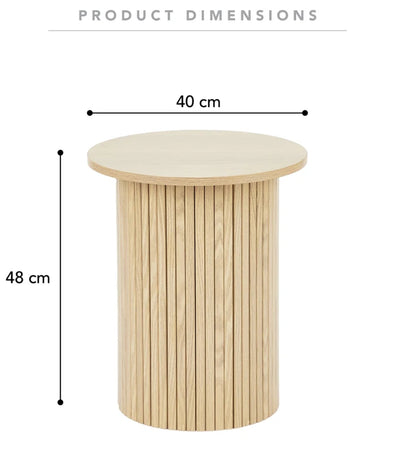 OAKY Fluted Side Table – Natural Oak Accent Table (Modern Japandi Style)