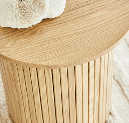 OAKY Fluted Side Table – Natural Oak Accent Table (Modern Japandi Style)