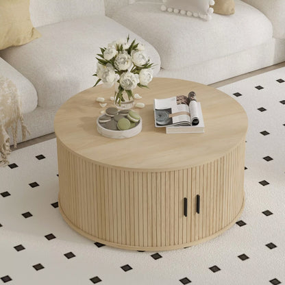 TASSIE Fluted Side Table – Natural Timber Accent Table (Scandinavian + Coastal Style)