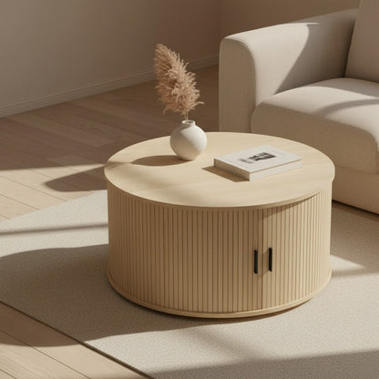 TASSIE Fluted Side Table – Natural Timber Accent Table (Scandinavian + Coastal Style)