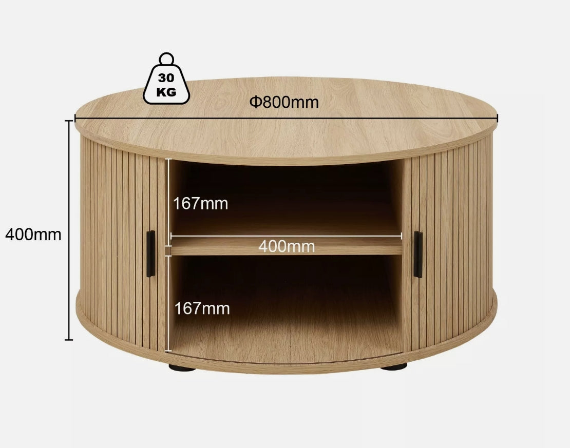 TASSIE Fluted Side Table – Natural Timber Accent Table (Scandinavian + Coastal Style)