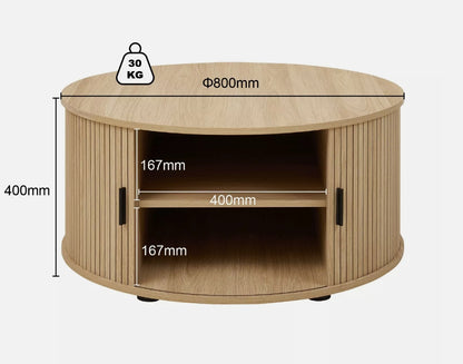 TASSIE Fluted Side Table – Natural Timber Accent Table (Scandinavian + Coastal Style)