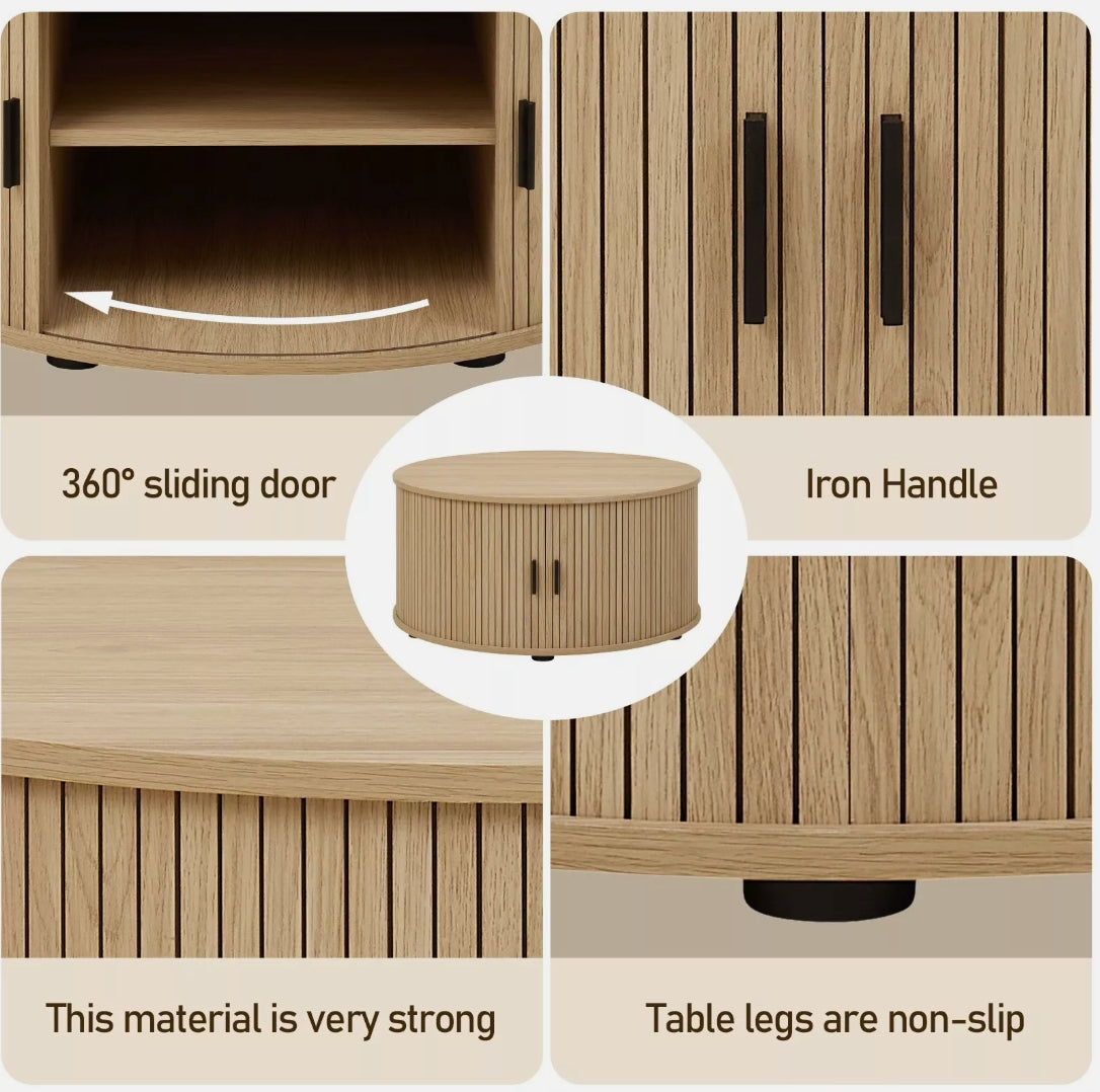 TASSIE Fluted Side Table – Natural Timber Accent Table (Scandinavian + Coastal Style)