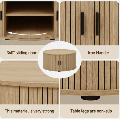 TASSIE Fluted Side Table – Natural Timber Accent Table (Scandinavian + Coastal Style)