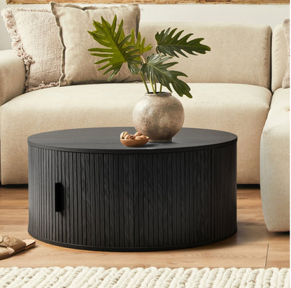 TASSIE Fluted Side Table – Natural Timber Accent Table (Scandinavian + Coastal Style)