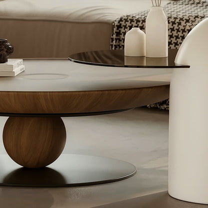 TAVOLA MILANO Coffee & Side Table Set – Natural Walnut Veneer with Titanium Base
