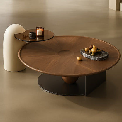 TAVOLA MILANO Coffee & Side Table Set – Natural Walnut Veneer with Titanium Base