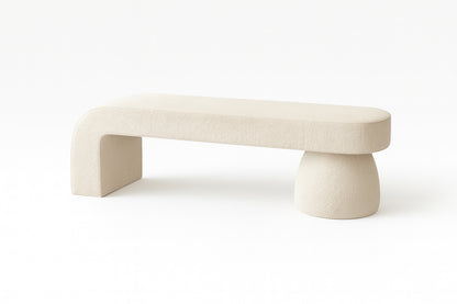 UDIN Designer Ottoman Bench – Sculptural Luxury in Bouclé