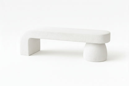 UDIN Designer Ottoman Bench – Sculptural Luxury in Bouclé