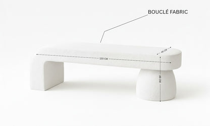 UDIN Designer Ottoman Bench – Sculptural Luxury in Bouclé