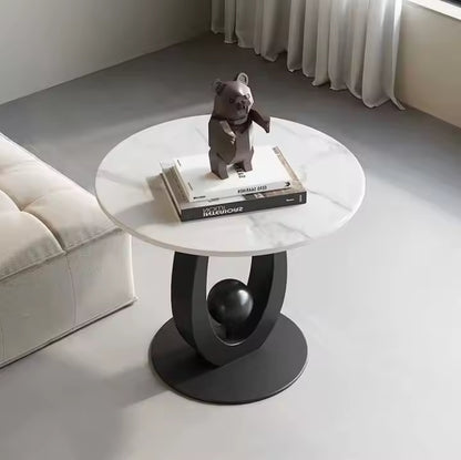 Vicky Side Table – Marble & Sculptural Steel