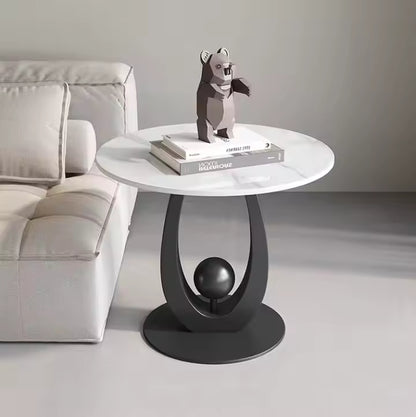 Vicky Side Table – Marble & Sculptural Steel