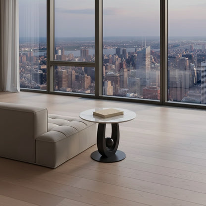 Vicky Side Table – Marble & Sculptural Steel