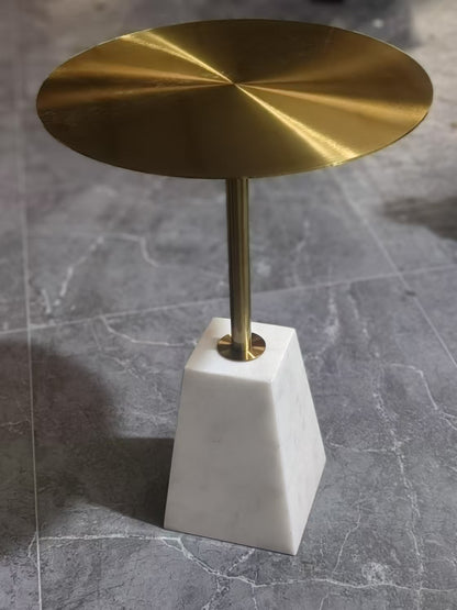 Vogue Side Table – Marble & Brushed Gold