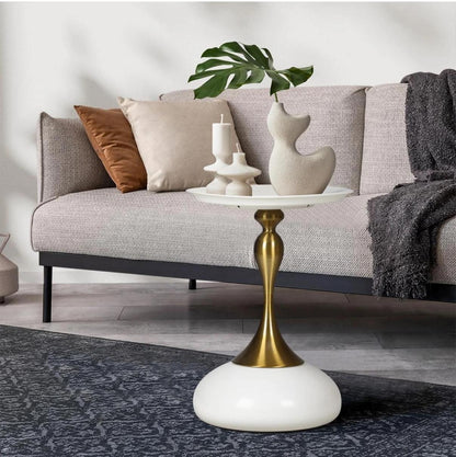 Bianca Nera Steel Accent Table – Modern Sculpted Side Table (Black or White)