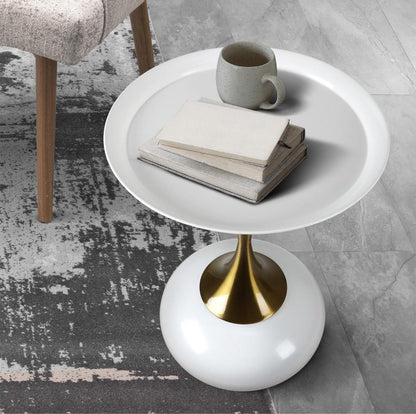 Bianca Nera Steel Accent Table – Modern Sculpted Side Table (Black or White)