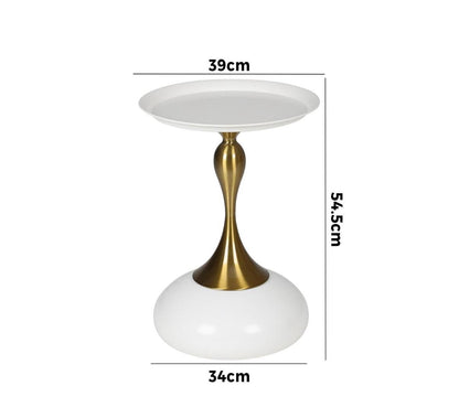 Bianca Nera Steel Accent Table – Modern Sculpted Side Table (Black or White)