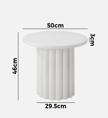 BLANCHE Fluted Side Table – Modern Sculptural Accent Table (White)