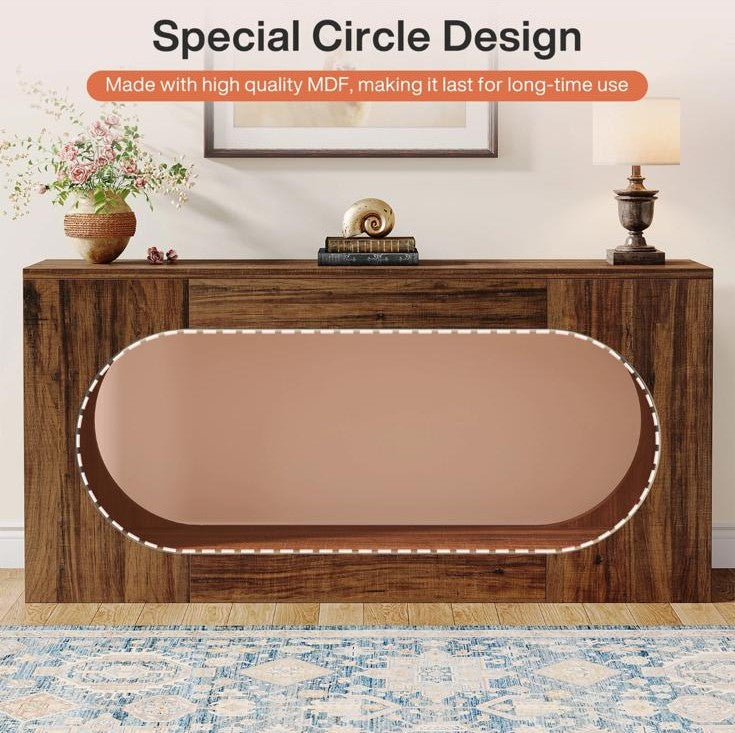 Bosco Arc Console Table – 160cm Sculpted Wood-Style Entryway Console