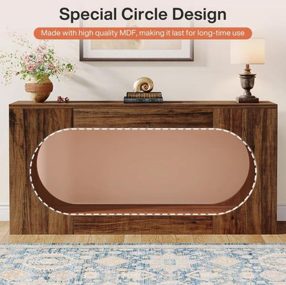 Bosco Arc Console Table – 160cm Sculpted Wood-Style Entryway Console